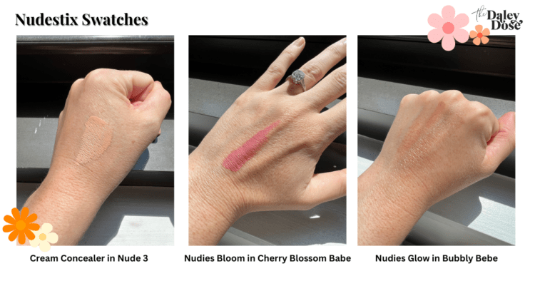 makeup swatches on hand