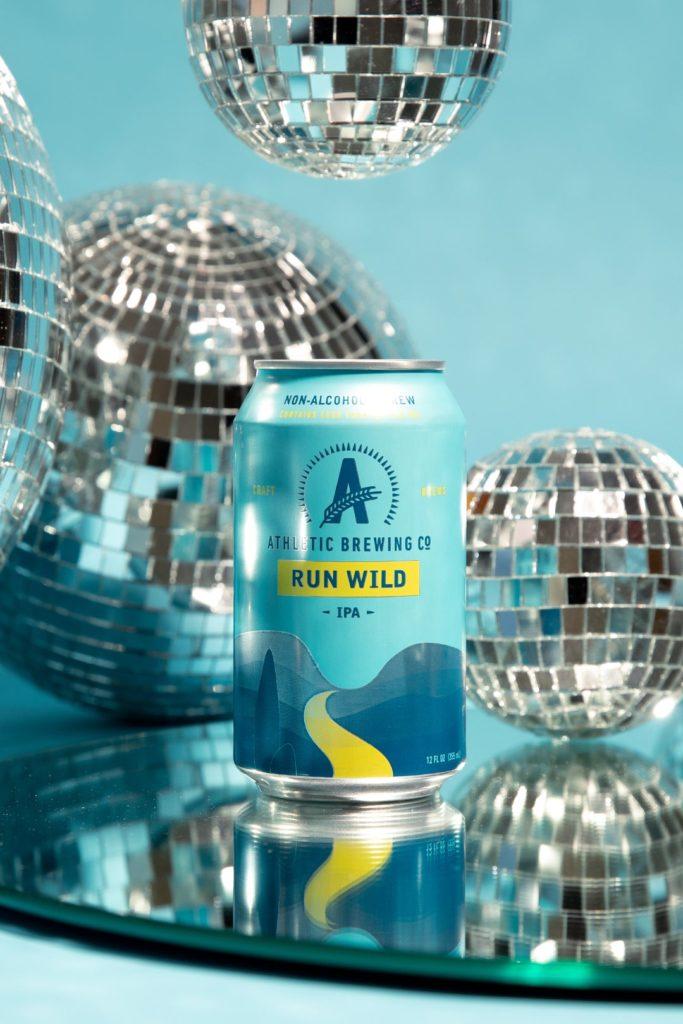 A blue can of Run Wild IPA from Athletic Brewing Co.