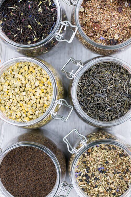 tea herbs in jars