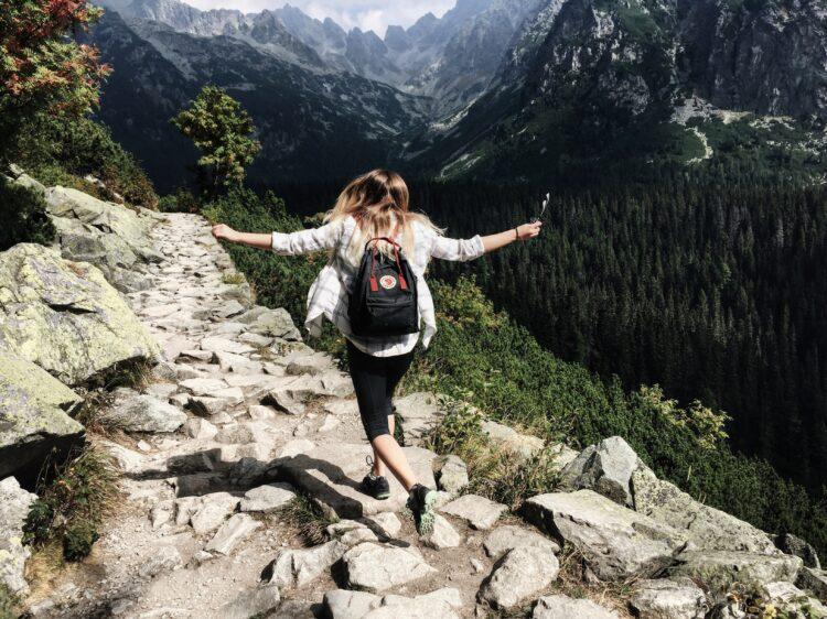 woman hiking outdoors