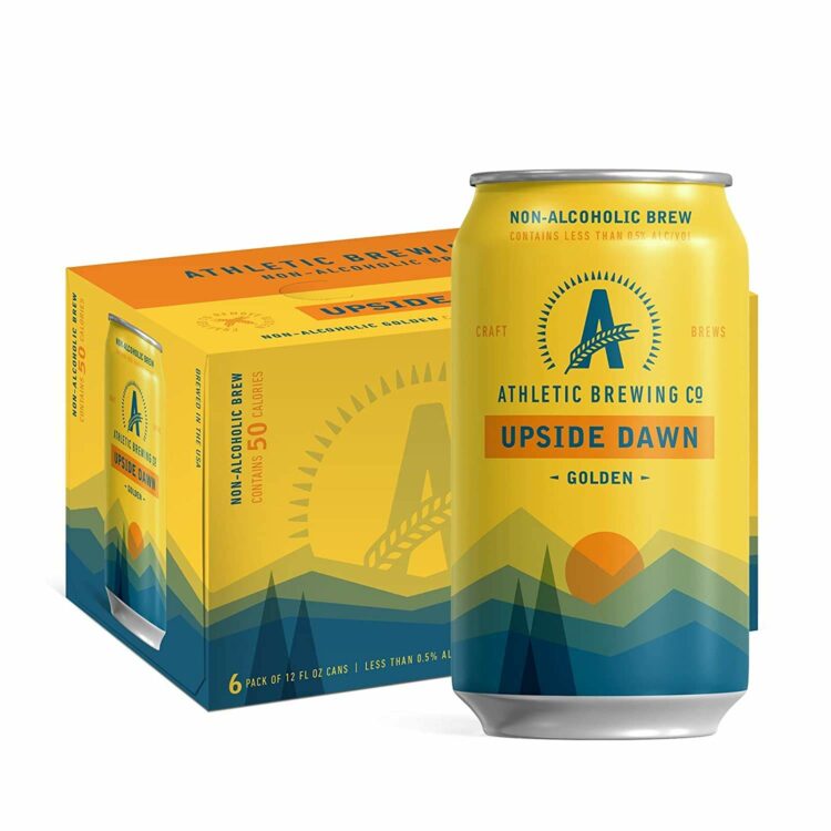 A can and case of Athleti Brewing's Upside Dawn