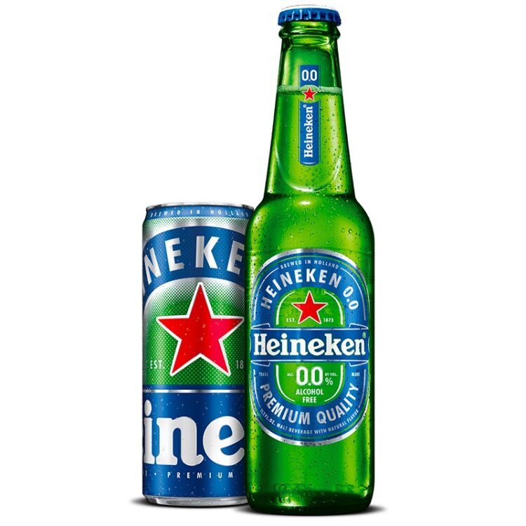 A can and bottle of Heineken 0.0