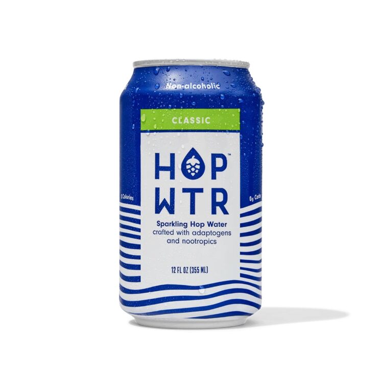 A can of HOP WTR, which is one of the best non-alcoholic drinks for summer