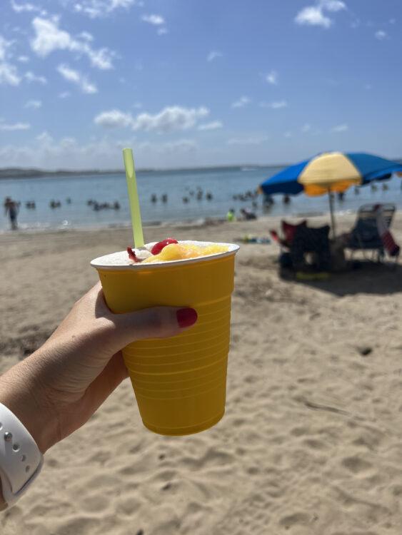 drink at the beach in Puerto Rico