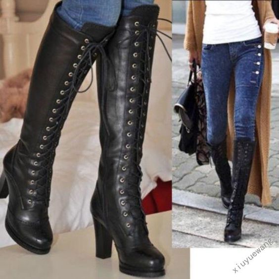 knee-high lace-up boots outfits