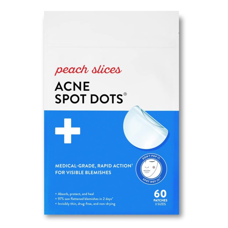 Product shot of Peach Slices Acne Spot Dots, which show that hydrocolloid patches work for acne