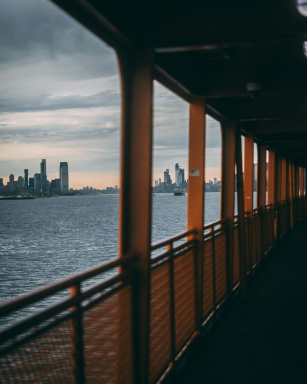 A view from the inside of the Staten Island Ferry